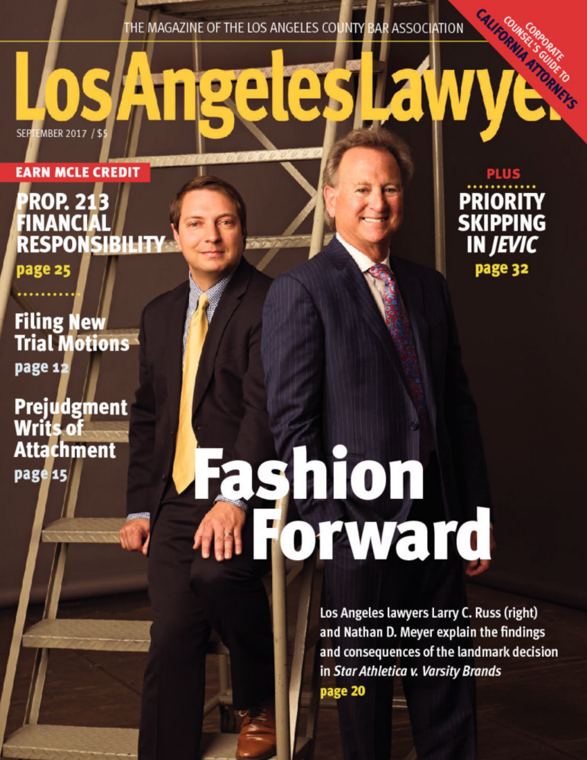 Larry Russ & Nathan Meyer Los Angeles Lawyer Magazine Cover Sept 2017