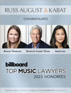 Stanton “Larry” Stein, Ashley R. Yeargan, and Irene Y. Lee Named Among Billboard’s ‘2023 Top Music Lawyers’ April 2023