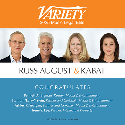 Stanton “Larry” Stein, Ashley R. Yeargan, Bennett Bigman, and Irene Y. Lee Profiled Among Variety's Music Legal Elite 2025