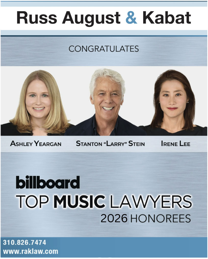 Stanton “Larry” Stein, Ashley R. Yeargan, and Irene Y. Lee Named Among Billboard’s ‘2026 Top Music Lawyers’